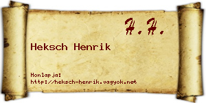 Heksch Henrik névjegykártya